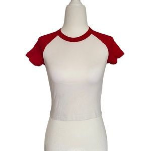 Brandy Melville Red ans white Tee.
